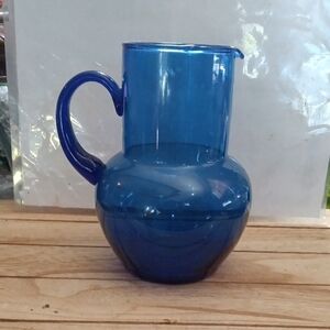 Wonderful Vintage 6" Blue Glass Pitcher
